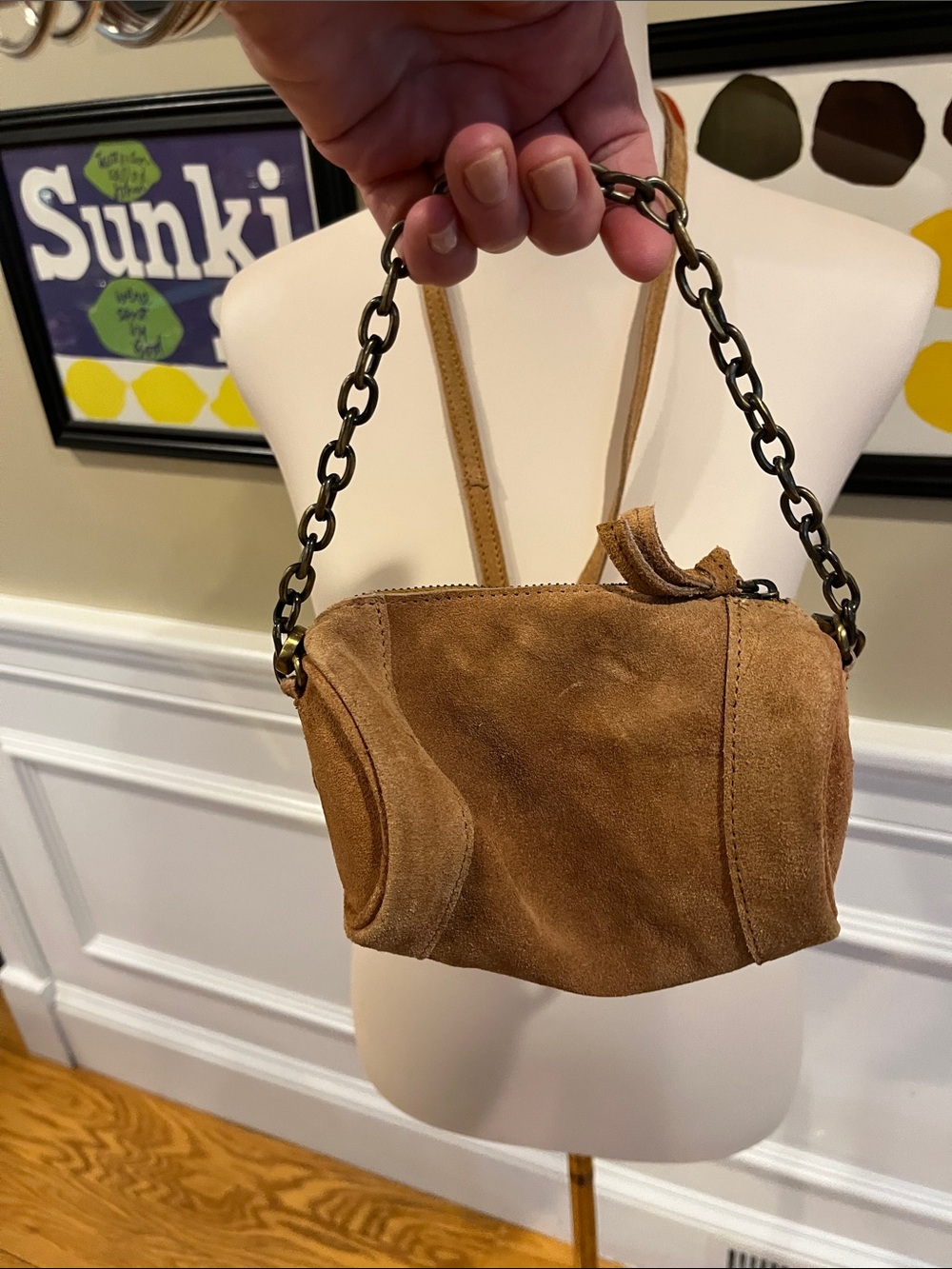 Free People Small Suede Crossbody Barrel Bag
